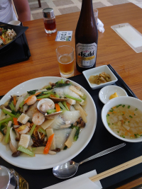 ランチビールとあんかけかた焼きそば